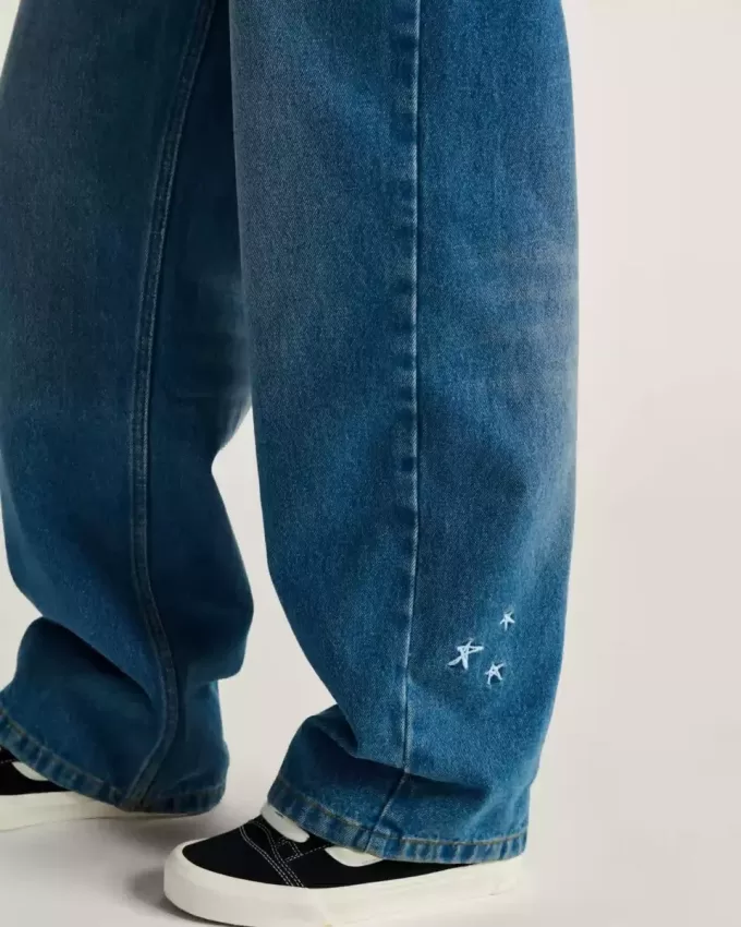Pantaloni din denim brodat Sirelle Pantaloni din denim brodat Sirelle