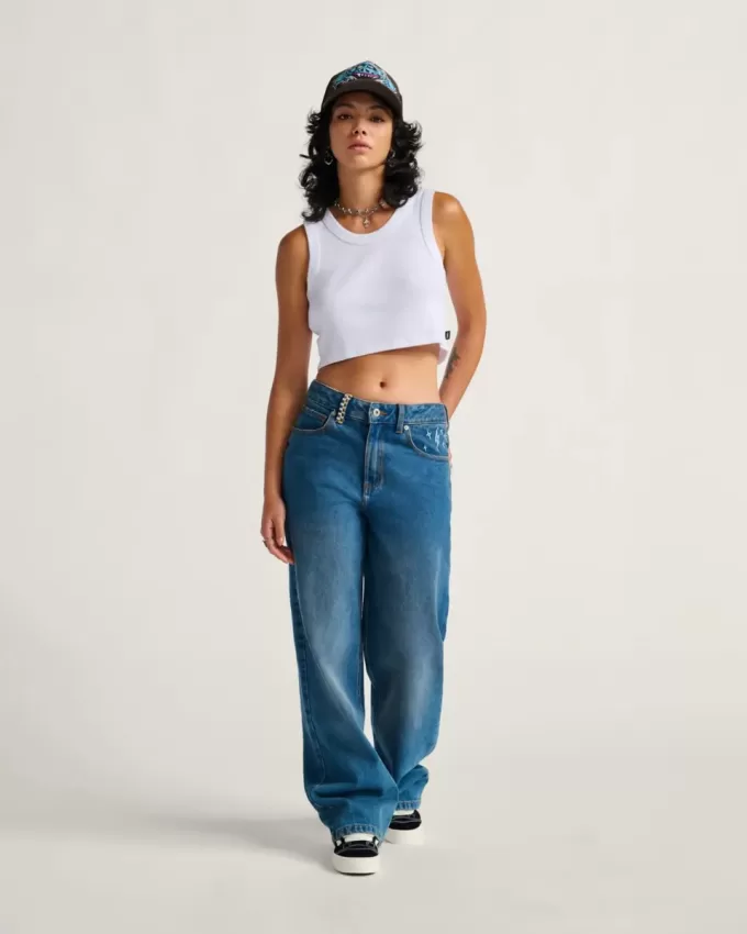 Pantaloni din denim brodat Sirelle Pantaloni din denim brodat Sirelle