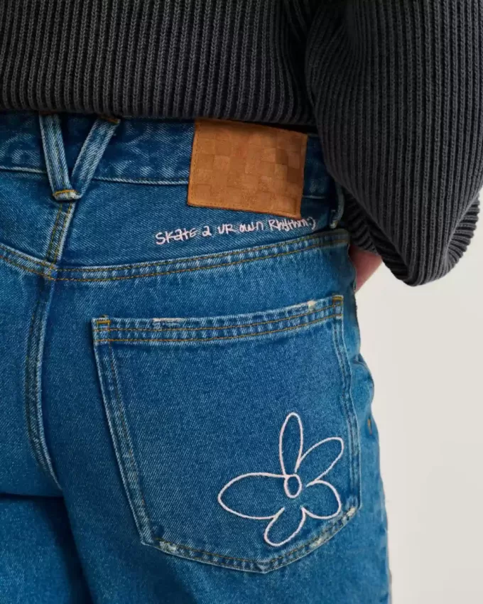 Pantaloni din denim brodat Sirelle Pantaloni din denim brodat Sirelle