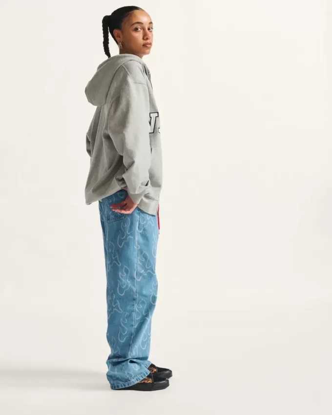 Pantaloni din denim largi Blaze Check-5