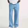 Pantaloni largi din denim Check-5