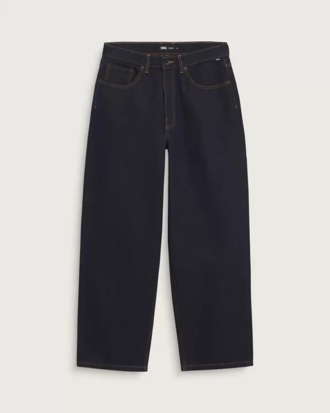 Pantaloni largi din denim Check-5