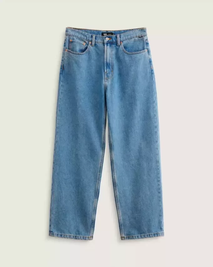 Pantaloni largi din denim Check-5