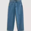 Pantaloni largi din denim Check-5