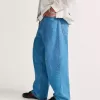 Pantaloni largi din denim Check-5