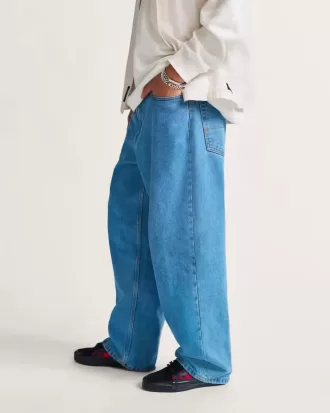 Pantaloni largi din denim Check-5