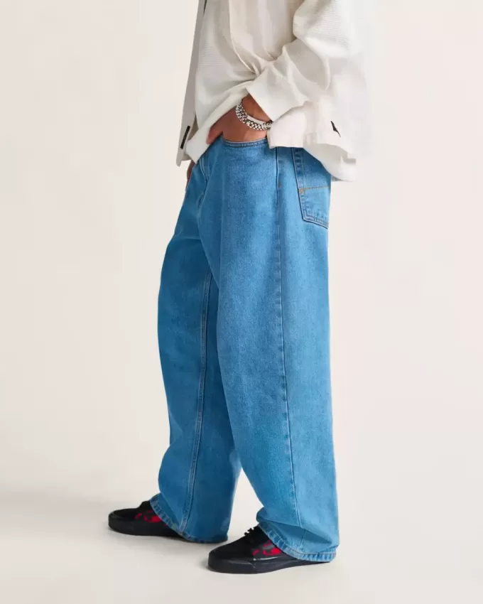 Pantaloni largi din denim Check-5