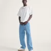 Pantaloni largi din denim Check-5