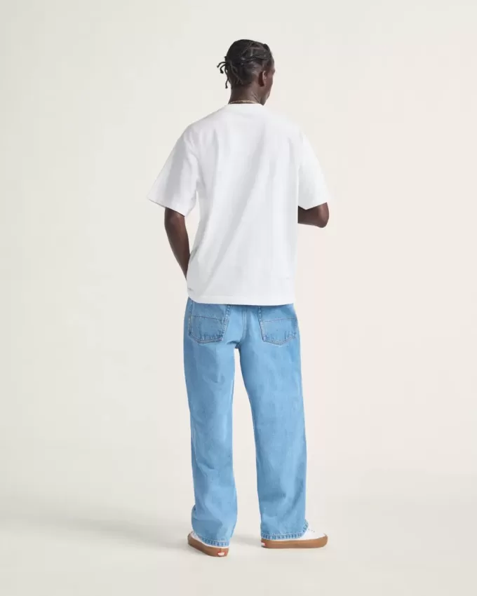 Pantaloni largi din denim Check-5