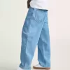 Pantaloni largi din denim Check-5
