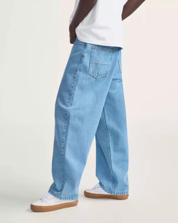 Pantaloni largi din denim Check-5