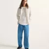 Pantaloni largi din denim Check-5