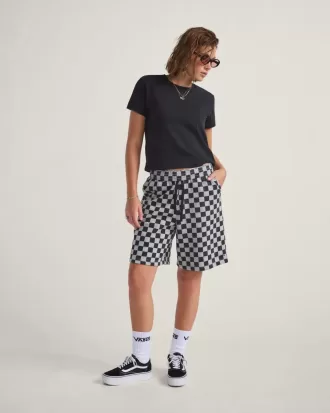 Pantaloni scurți din fleece Checkerboard