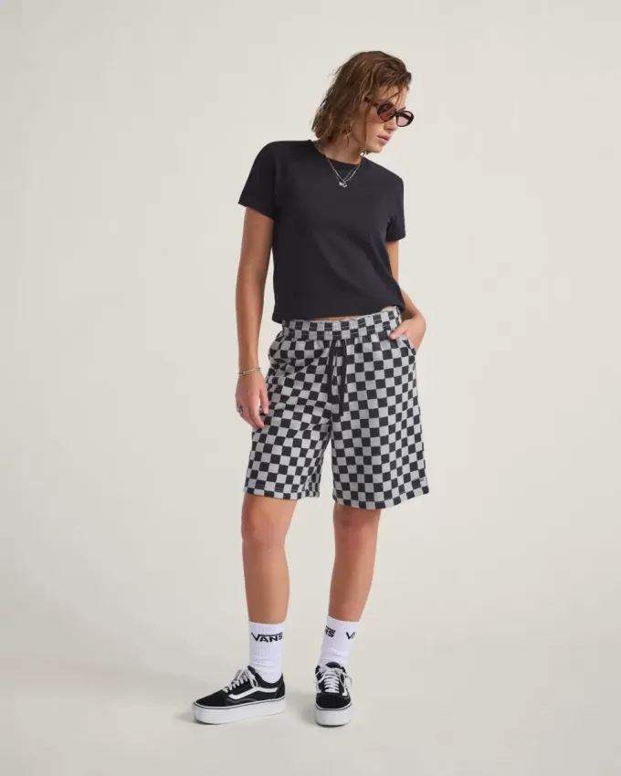 Pantaloni scurți din fleece Checkerboard Pantaloni scurți din fleece Checkerboard