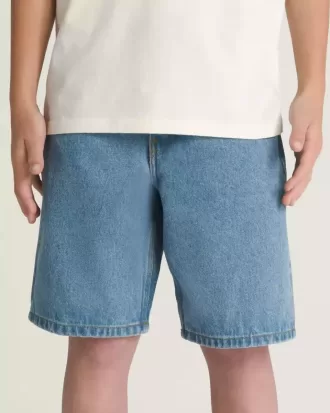 Pantaloni scurți largi din denim pentru copii Check-5 Pantaloni scurți largi din denim pentru copii Check-5