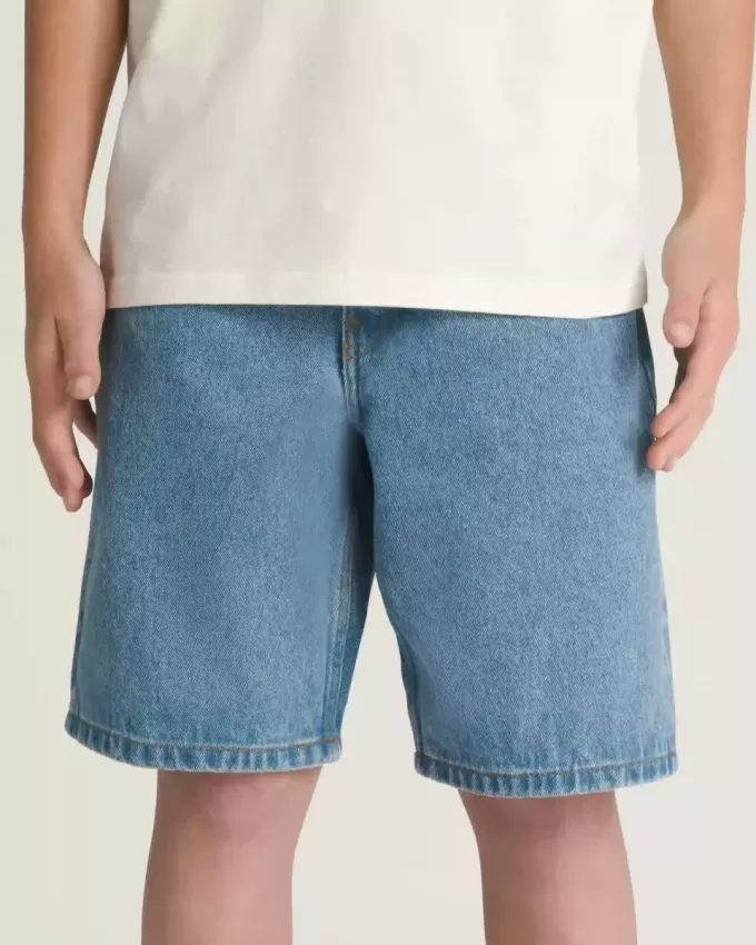 Pantaloni scurți largi din denim pentru copii Check-5 Pantaloni scurți largi din denim pentru copii Check-5