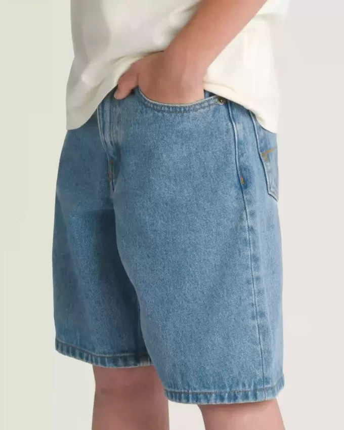 Pantaloni scurți largi din denim pentru copii Check-5 Pantaloni scurți largi din denim pentru copii Check-5