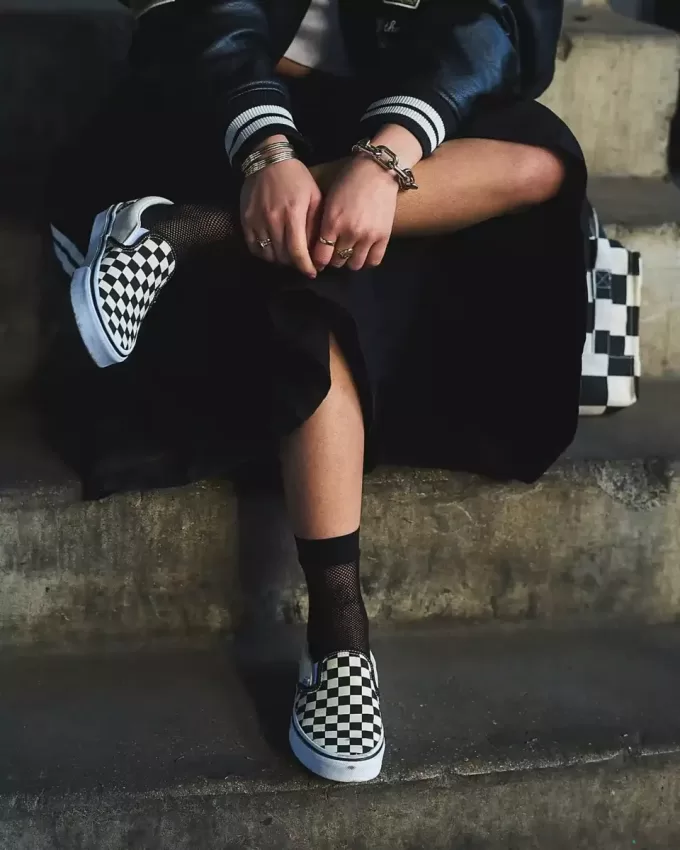 Pantof clasic cu tablă de șah cu slip-on Pantof clasic cu tablă de șah cu slip-on