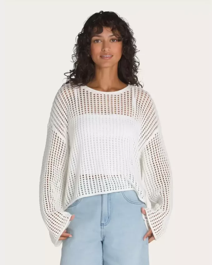 Pulover Crop Crew Mila Open Knit Pulover Crop Crew Mila Open Knit