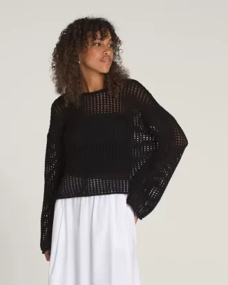 Pulover Crop Crew Mila Open Knit