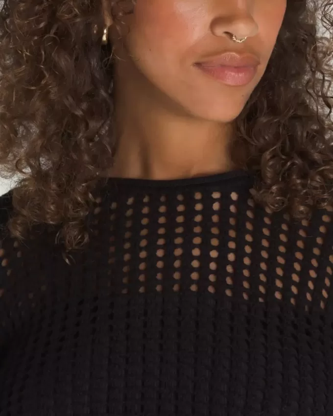 Pulover Crop Crew Mila Open Knit Pulover Crop Crew Mila Open Knit
