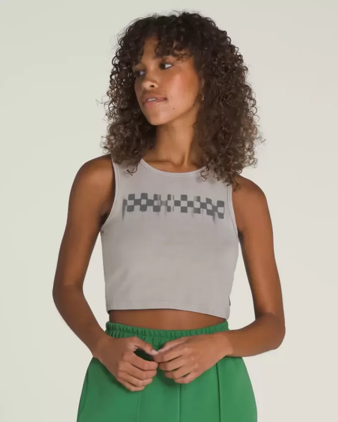 Tank top crop cu plăci de șah Tank top crop cu plăci de șah