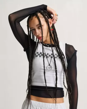 Tank top crop cu plăci de șah