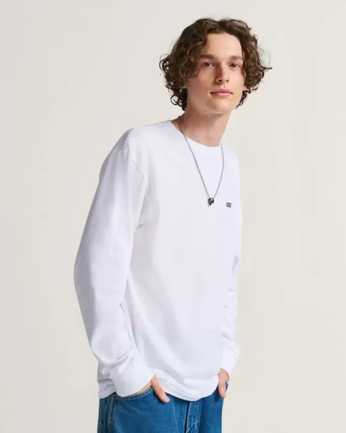 Tricou cu mânecă lungă cu logo pe piept stâng Tricou cu mânecă lungă cu logo pe piept stâng